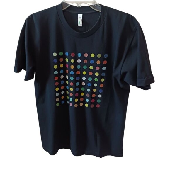 American Apparel   T-Shirt With Multicolor Polka Dot black Medium - Picture 1 of 8